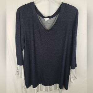 Westport Blue and White 2 Contrast Shirt Sz L